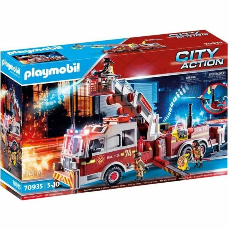 Jeu de Véhicules   Playmobil Fire Truck with Ladder 70935         113 Pièces