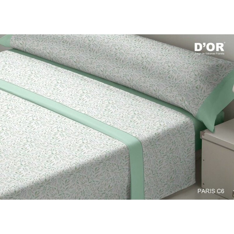 Jeu de draps D'Or PARIS Vert Lit ½ persones Franela