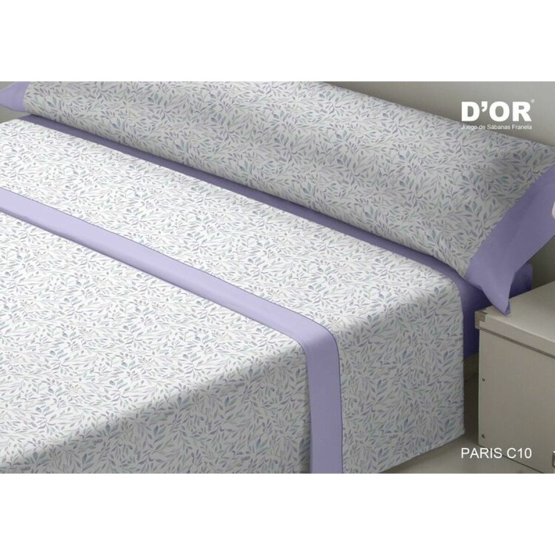 Jeu de draps D'Or PARIS Mauve Lit ½ persones Franela