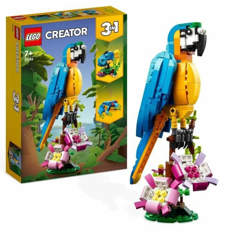 Set de construction Lego Creator 31136 Exotic parrot with frog and fish 3-en-1 253 Pièces