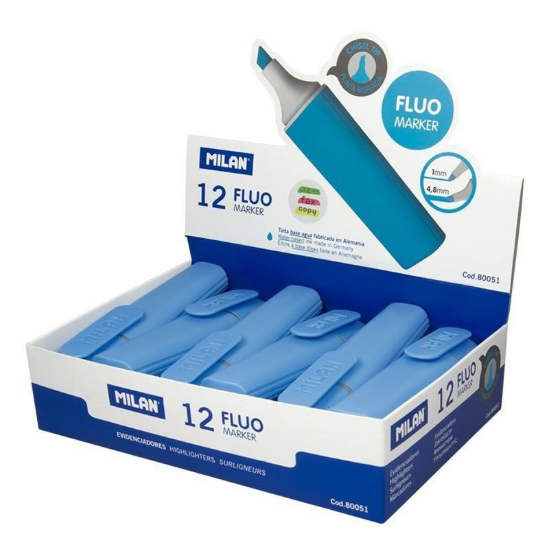 Ensemble de Marqueurs Fluorescents Milan Bleu (12 Unités)