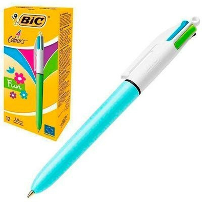 Ensemble de Stylos Bic Fun Bleu Blanc (12 Pièces)