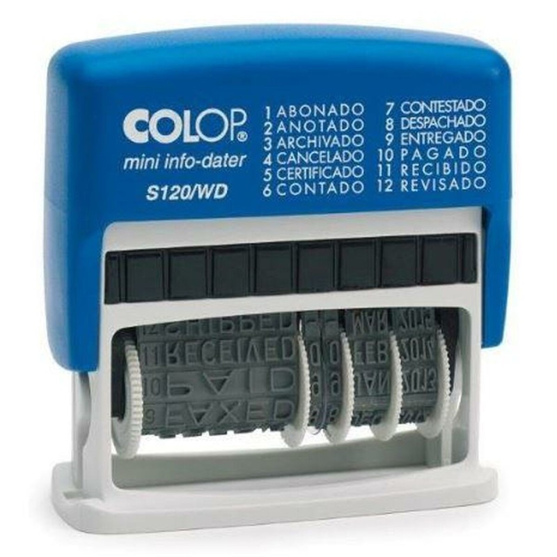 Timbre Colop S120/WD 4 x 42 mm Date Bleu