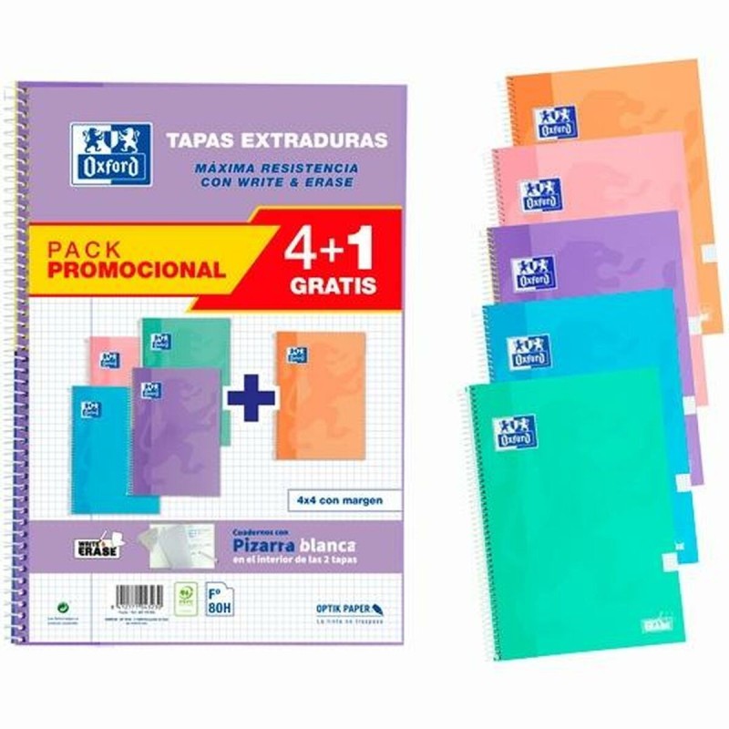 Lot de cahiers Oxford Write&Erase Multicouleur Din A4 80 Volets 21