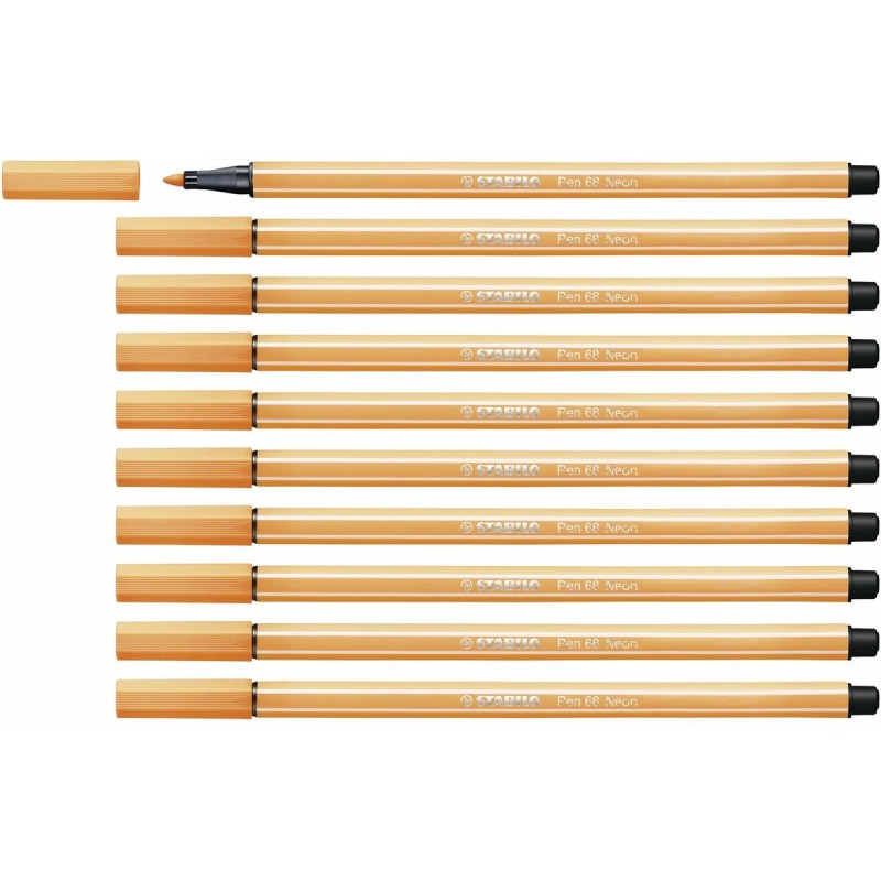 Feutres Stabilo Pen 68 Fluorescent Orange (10 Pièces)