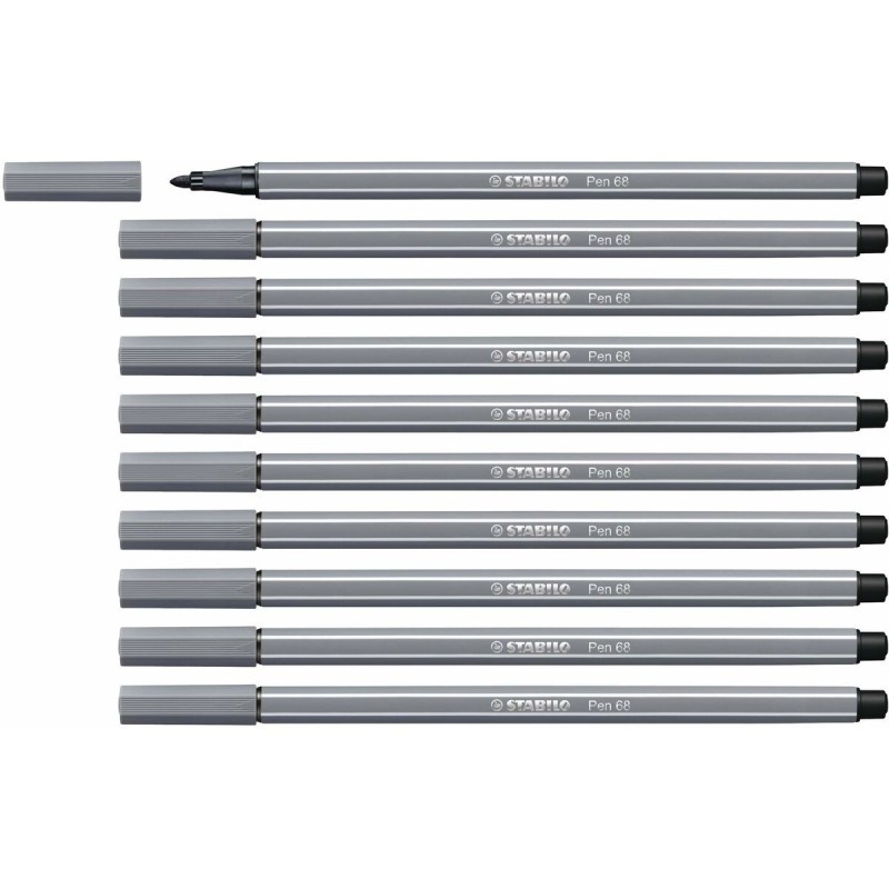 Feutres Stabilo Pen 68 Gris foncé (10 Pièces)