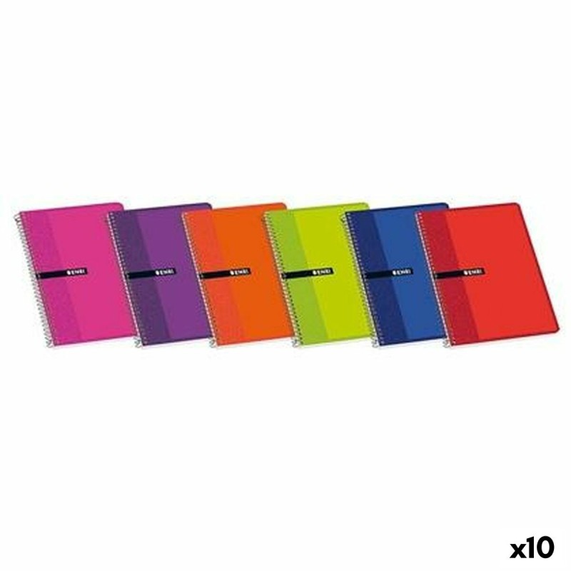 Cahier ENRI Multicouleur Couverture souple Din A4 80 Volets (10 Unités)