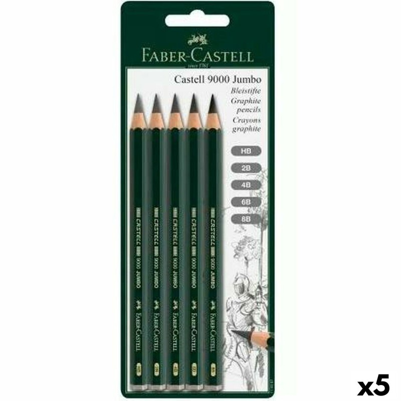 Ensemble de Crayons Faber-Castell Hexagonal 2B 4B 6B 8B (5 Unités)