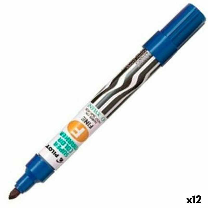 Marqueur permanent Pilot Sca-F Bleu Rechargeable (12 Unités)