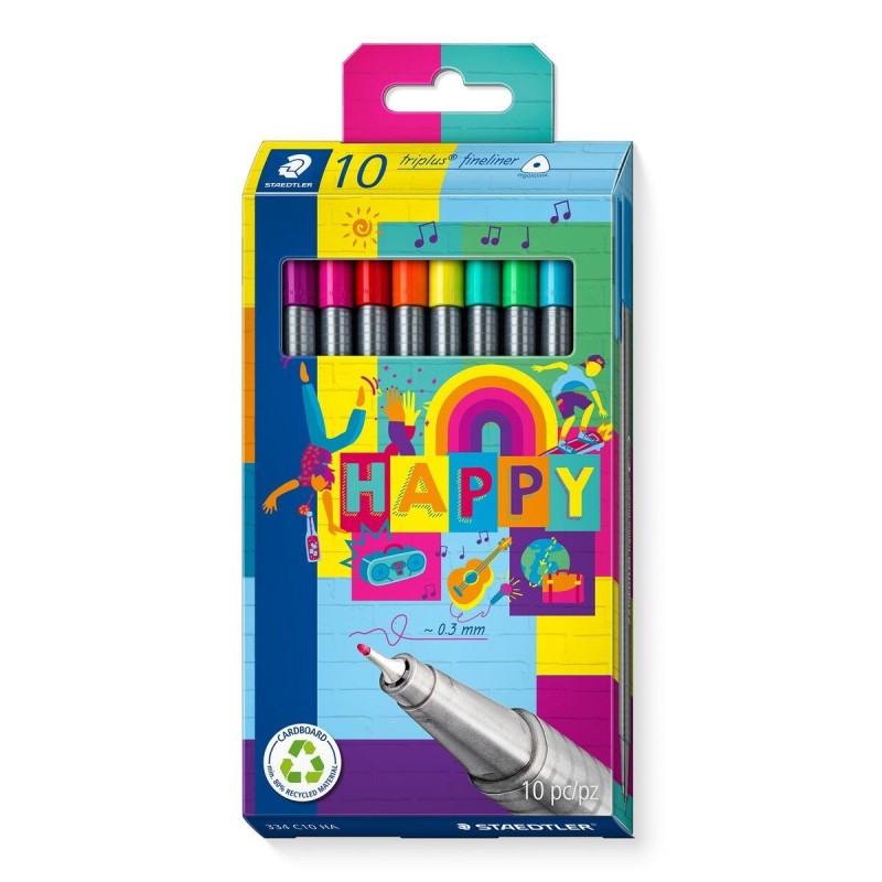 Ensemble de Marqueurs Staedtler Triplus Fineliner 334 10 Pièces Multicouleur