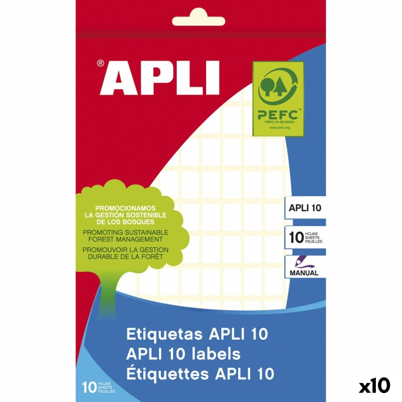 Étiquettes adhésives Apli Blanc 10 Volets 8 x 12 mm (10 Unités)