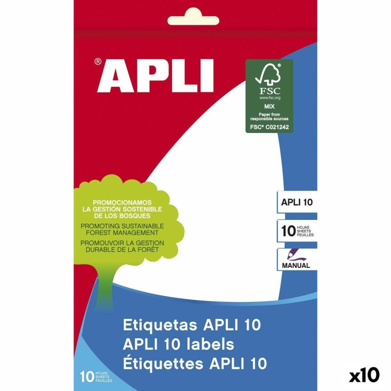 Étiquettes adhésives Apli Blanc Papier 10 Volets 105 x 149 mm (10 Unités)