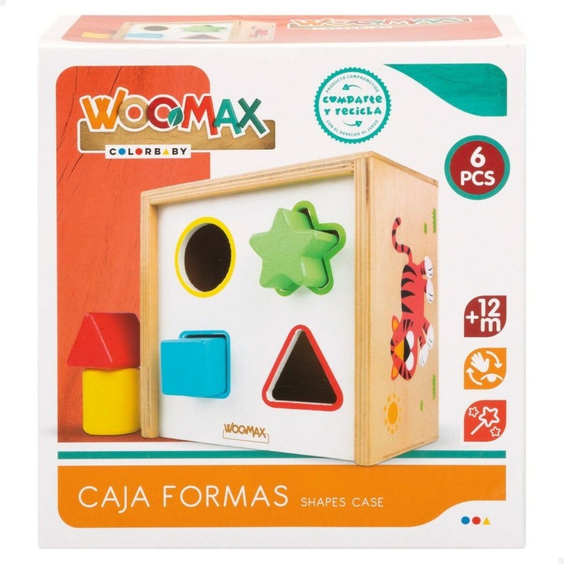 Puzzle enfant en bois Woomax Formes 13,5 x 7,5 x 13 cm (6 Unités)