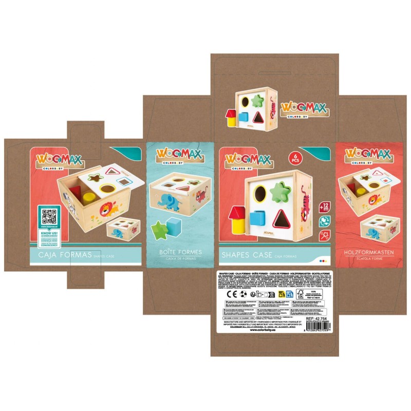 Puzzle enfant en bois Woomax Formes 13,5 x 7,5 x 13 cm (6 Unités)