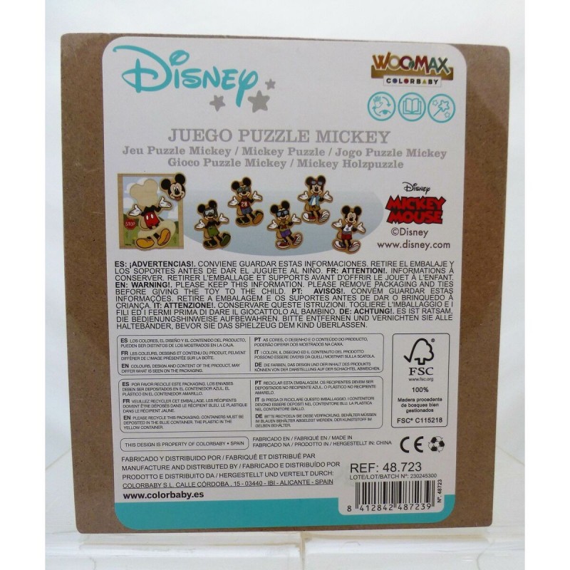 Puzzle enfant en bois Disney + 2 Ans (12 Unités)