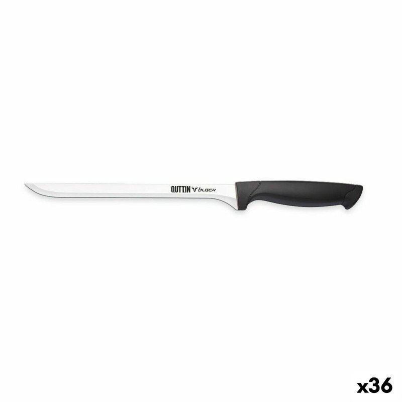 Couteau à jambon Quttin Black Noir Argenté 22 cm (36 Unités)