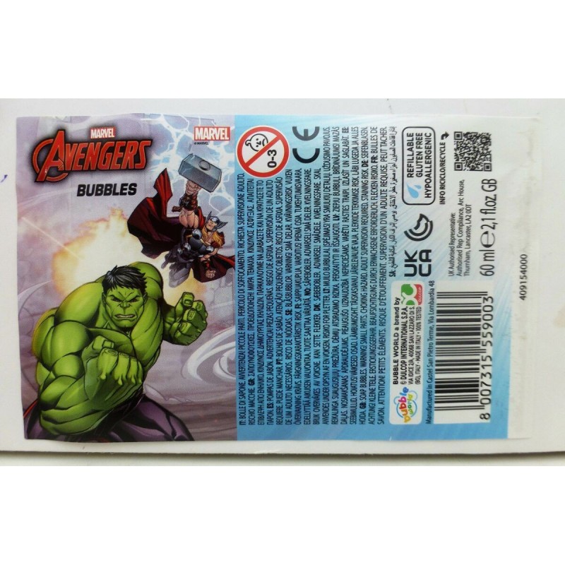 Set de tubes pour bulles de savon The Avengers 3,8 x 11,5 x 3,8 cm (6 Unités)