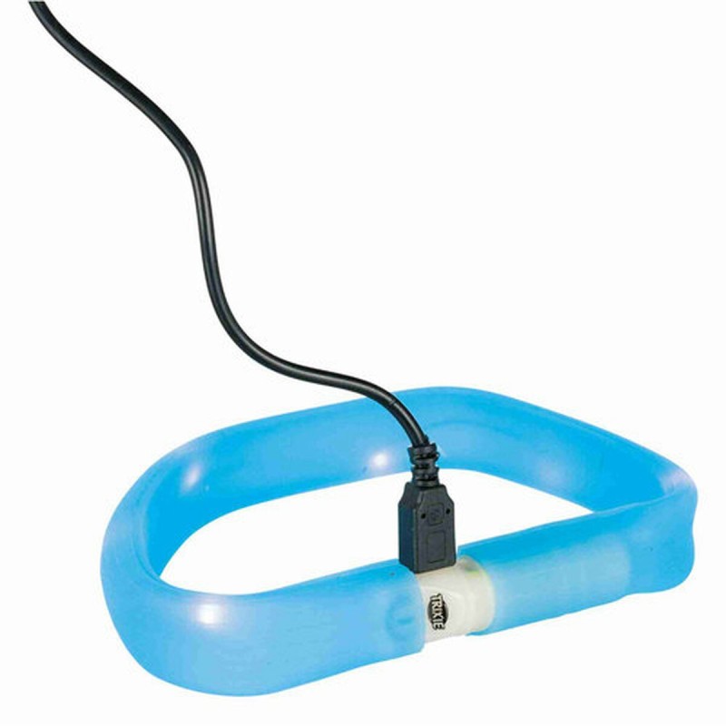 Collier à LED pour Animaux Trixie Flash USB Bleu M/L