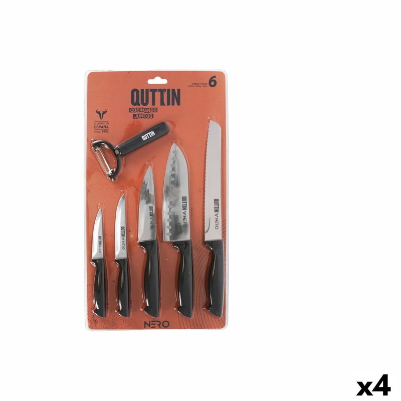 Ensemble de Cuisine Quttin Nero Noir 6 Pièces (4 Unités)