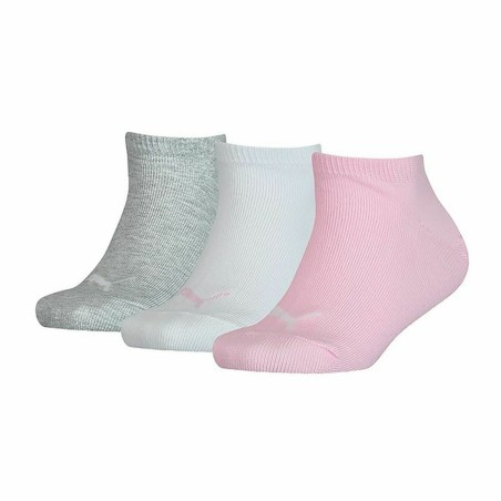 Chaussettes de Sport Puma Kids Invisible Gris Rose Blanc 3 Unités