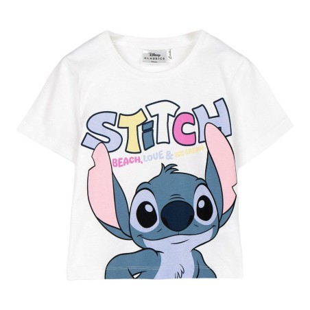 T shirt à manches courtes Enfant Stitch Blanc