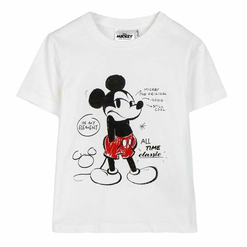 T shirt à manches courtes Enfant Mickey Mouse Blanc