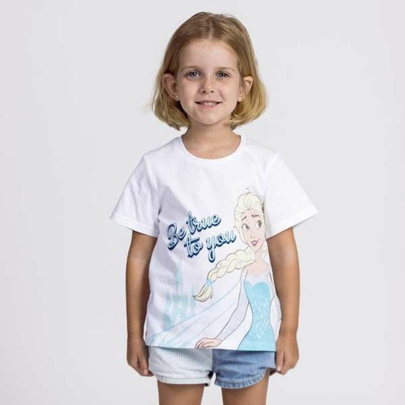 T shirt à manches courtes Enfant Frozen Blanc