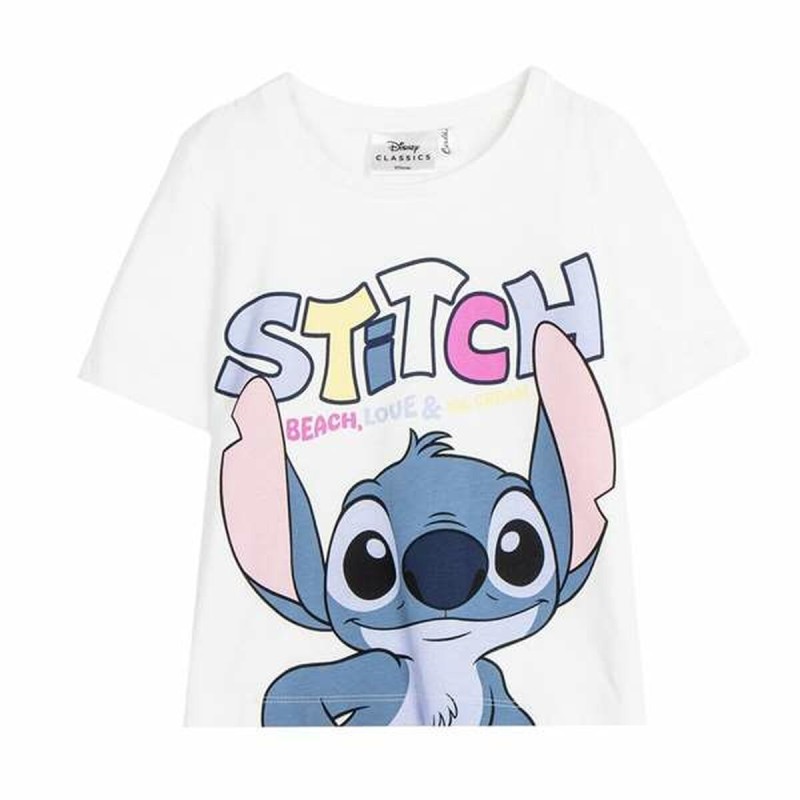 T shirt à manches courtes Enfant Stitch Blanc