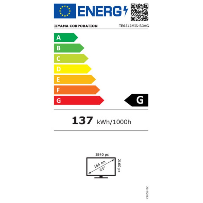 Écran Iiyama TE6512MIS-B3AG 65" 4K Ultra HD