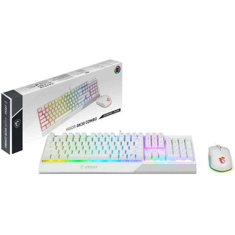 clavier et souris MSI Vigor GK30 Espagnol Qwerty Blanc