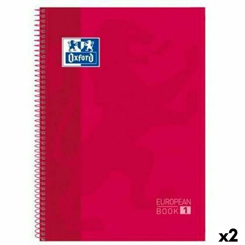 Cahier à Spirale Oxford Classic Europeanbook 1 Rouge A4+ 80 Volets 5 Pièces (2 Unités)