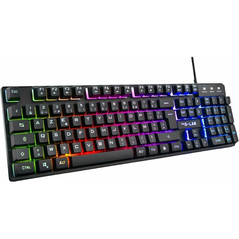 Clavier pour jeu The G-Lab KEYZ-CAESIUM/SP Noir Espagnol Qwerty