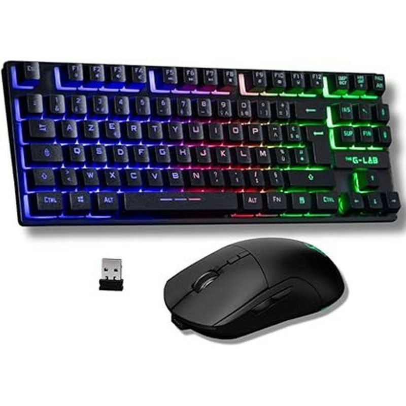 clavier et souris The G-Lab COMBO-OXY EX/SP Noir Espagnol Qwerty