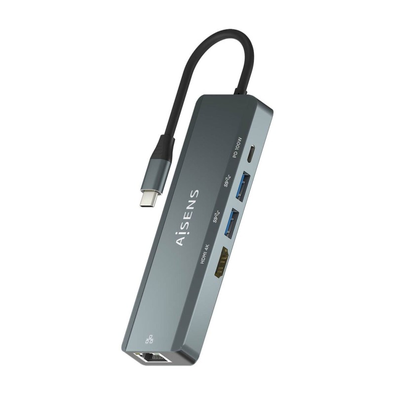 Hub USB Aisens ASUC-5P011-GR Gris Multicouleur (1 Unité)