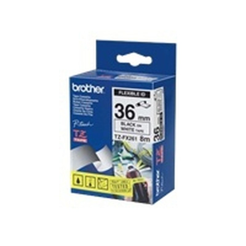 Ruban Laminé pour Etiqueteuses Brother TZEFX261 Blanc Noir/Blanc