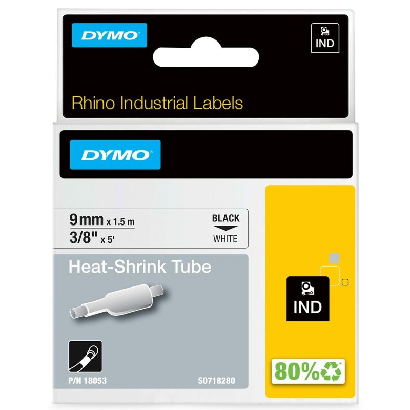 Ruban Laminé pour Etiqueteuses Dymo 18053 Blanc/Noir Noir/Blanc 9 mm