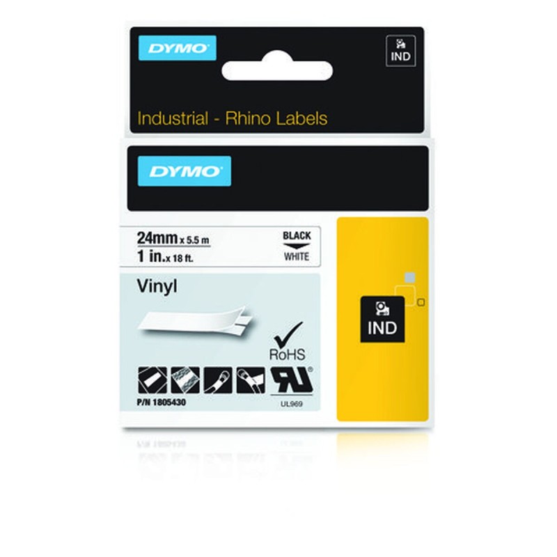 Ruban Laminé pour Etiqueteuses Dymo 1805430 Multicouleur Noir/Blanc 24 mm