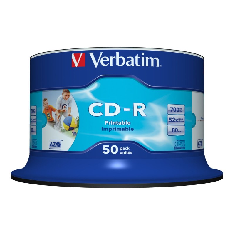 CD-R Verbatim AZO Wide Inkjet Printable 50 Unités (50 Unités)