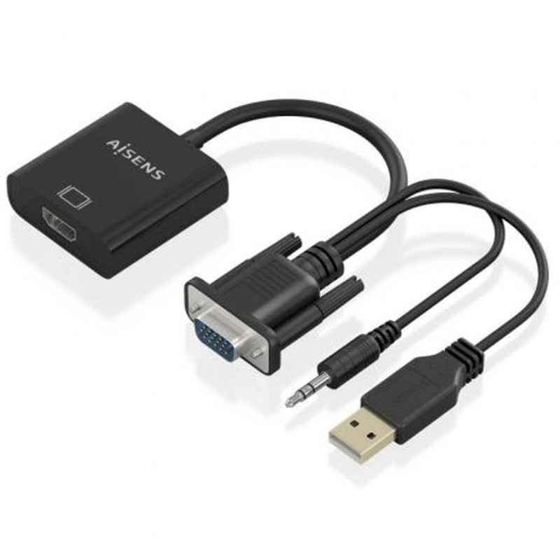 Adaptateur HDMI vers VGA avec Audio Aisens A115-0872 Noir 20 cm