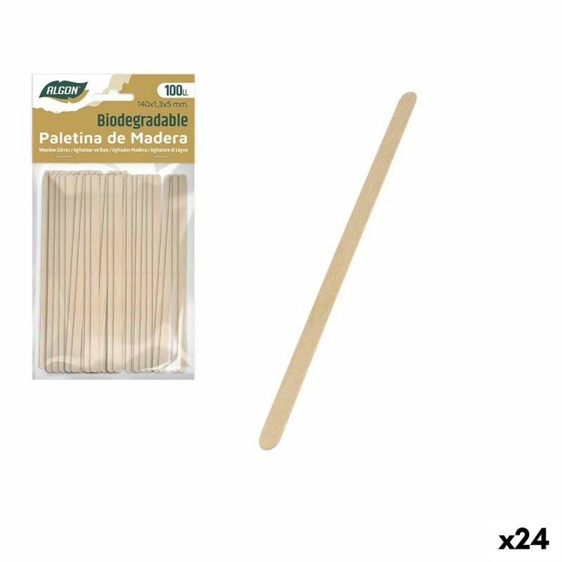 Lot de touillettes de café Algon Bois 100 Pièces 140 x 1