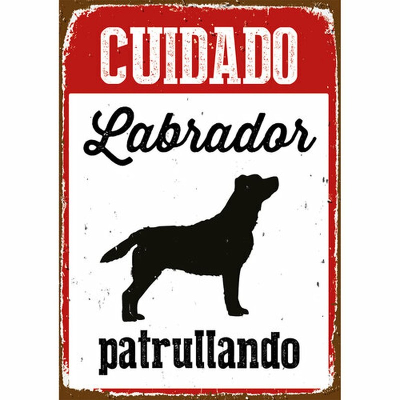 Plaque Magnet & Steel Cuidado Labrador Patrullando 14