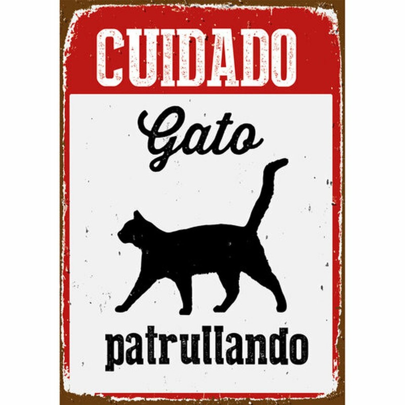 Plaque Magnet & Steel ["Cuidado Gato Patrullando"] 14