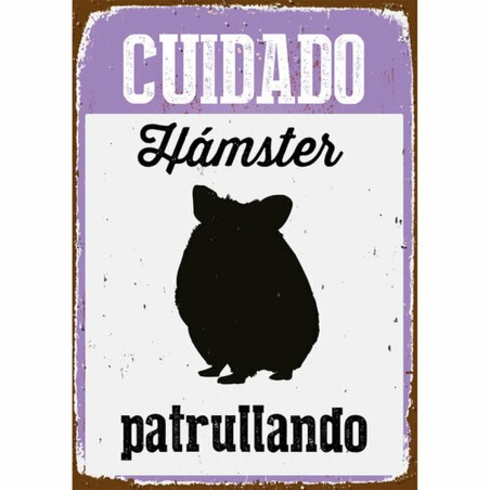 Plaque Magnet & Steel Cuidado Hámster Patrullando 14