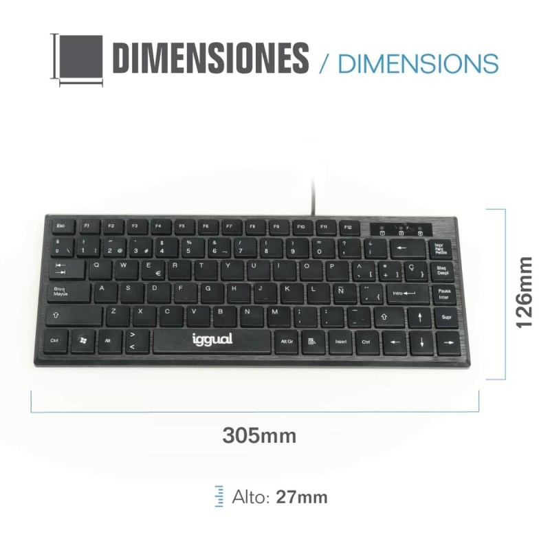 Clavier iggual Teclado USB compacto TKL Slim TKL-USB negro Noir