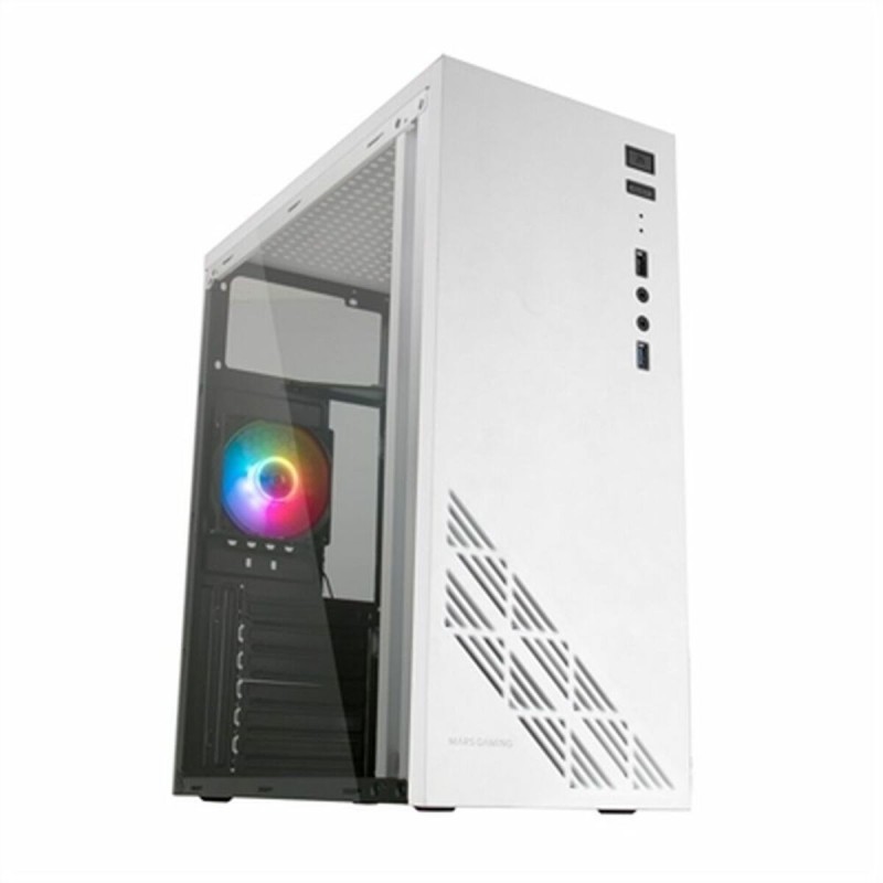 Boîtier ATX semi-tour Mars Gaming MC100W ATX LED RGB Blanc