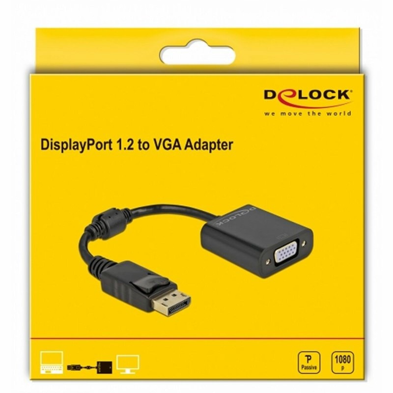 Adaptateur DisplayPort vers VGA DELOCK 61006 Noir