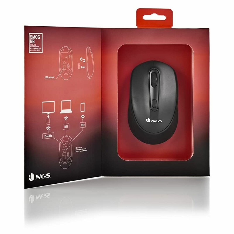 Souris NGS SMOG-RB Noir 2400 dpi Sans fil (1 Unité)