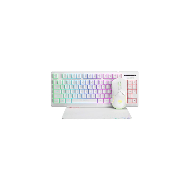 clavier et souris Marvo CM310 WH SP Blanc Noir