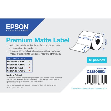 Etiquettes pour Imprimante Epson C33S045531