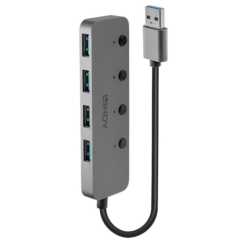 Hub USB LINDY Noir Gris (1 Unités)